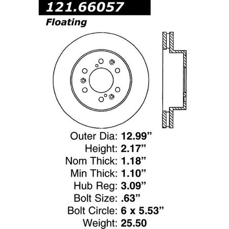 Centric Parts Standard Brake Rotor, 121.66057 121.66057
